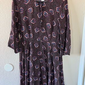 H&M Long Sleeve Dress with Floral Design - Black and Blue